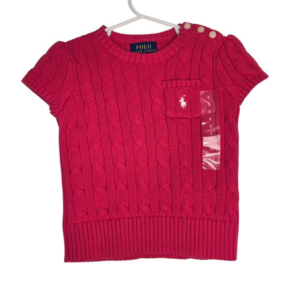 Polo by Ralph Lauren Other - NWT Polo Ralph Lauren Girl Cable Knit Sweater Hot Pink Summer Cotton 3